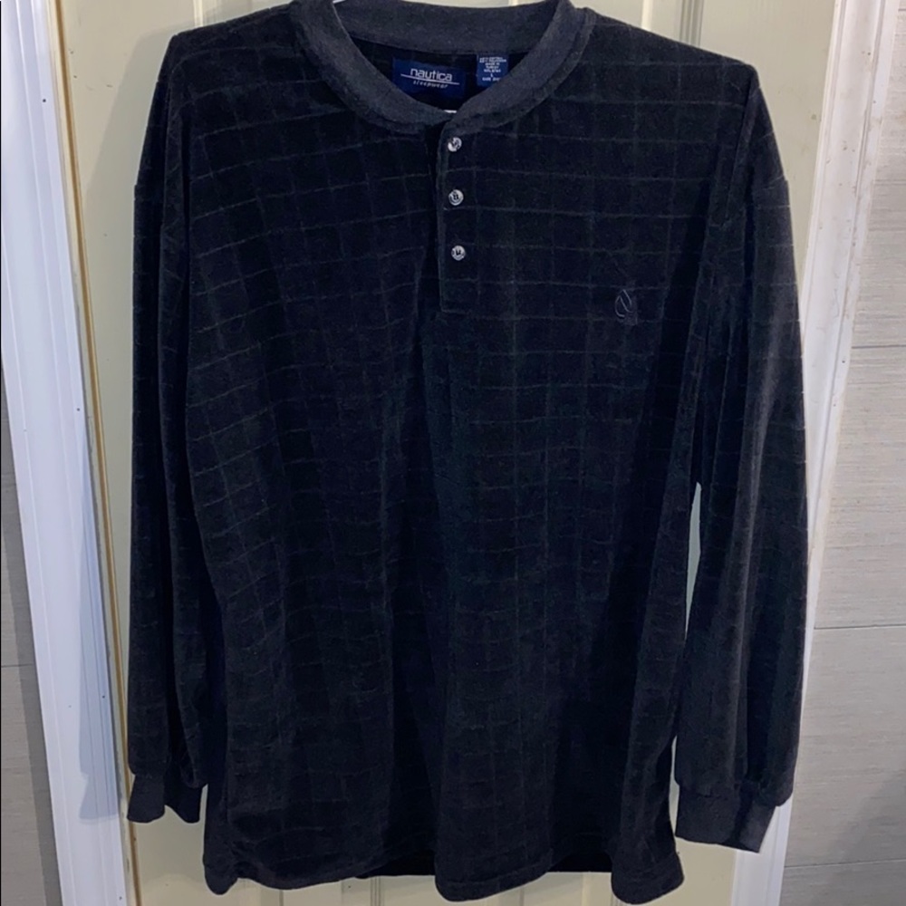Men’s Velour Henley Neck Sleepwear Shirt